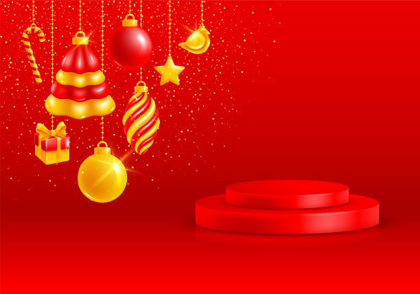 圣诞和新年节日广告背景与产品平台图片下载