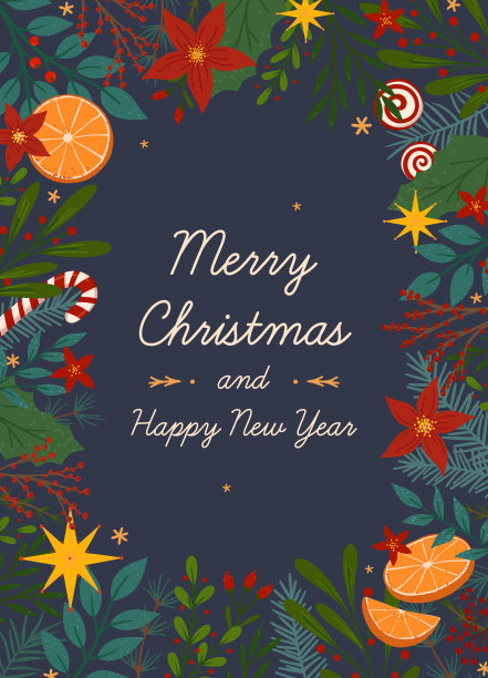 圣诞和新年快乐问候横幅模板图片下载