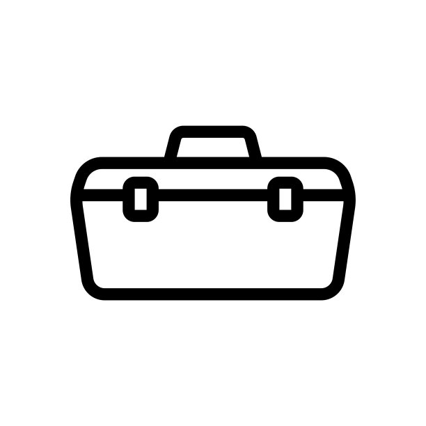 工具箱图标。黑色轮廓线轮廓。前视图。矢量简单的平面图形插图。在白色背景上孤立的物体。隔离。图片下载