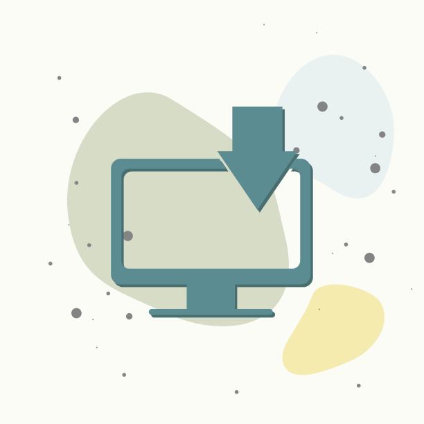 矢量插图的现代计算机显示器上的多色背景上的箭头。图片下载