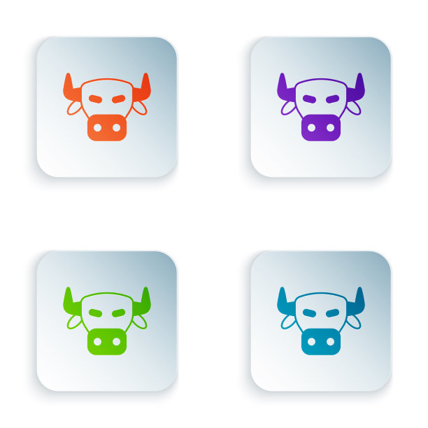 彩色牛头图标孤立在白色背景图片下载