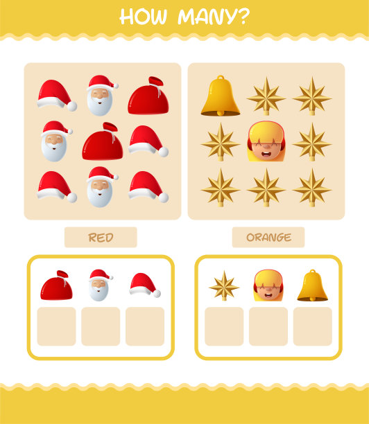 多少卡通圣诞节。计算游戏。学龄前儿童和幼儿的教育游戏图片下载