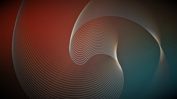 扭曲彩色丝带数码线。波浪形的缎带从如此多的平行线。用线条抽象背景。图片下载