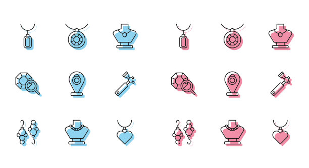 把线耳环项链套在人体模特吊坠上图片下载