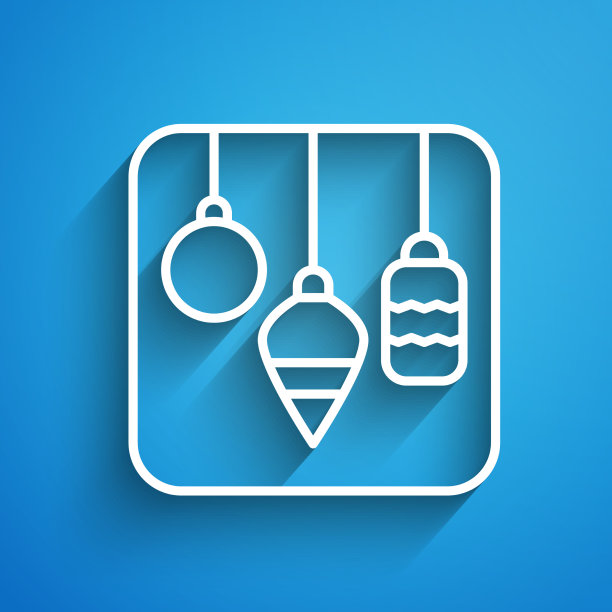 白线圣诞灯图标孤立在蓝色图片下载