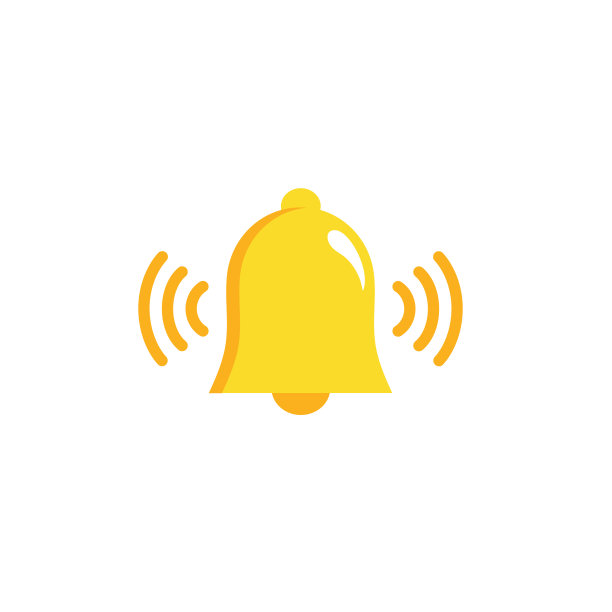 通知铃声图标设置隔离在白色背景上。渲染黄色铃声与新的通知社会媒体提醒。矢量图标图片下载