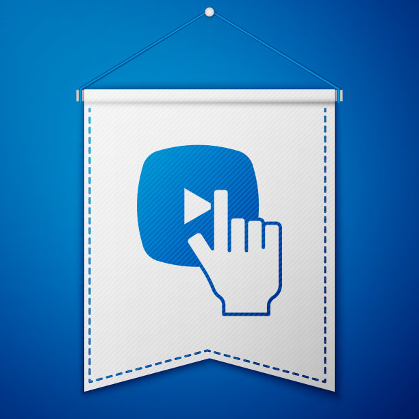 蓝色在线播放视频图标孤立在蓝色图片下载