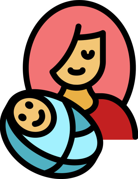 母亲与新生儿图标颜色轮廓图片下载