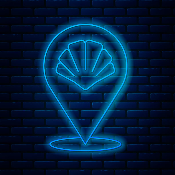 发光的霓虹灯线扇贝海贝图标孤立图片下载