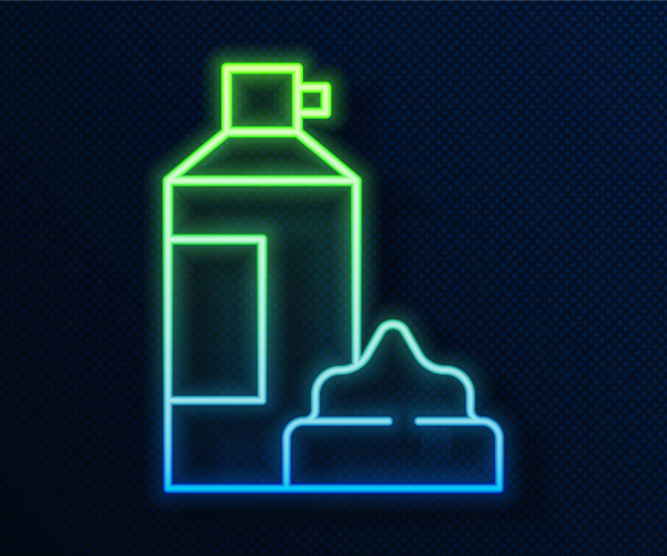 喷雾剂罐中鲜奶油的荧光线图片下载