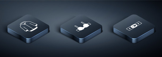 设置等距帽衫腰带和胸罩图标图片下载