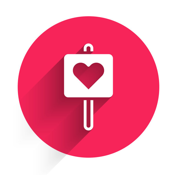 白色地图指针与心脏图标孤立与图片下载