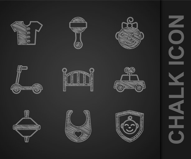 将婴儿床、摇篮、围嘴放在护罩玩具车上图片下载