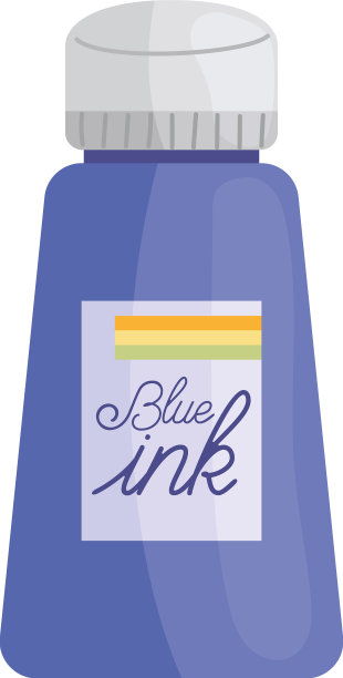 蓝色墨水瓶子图片下载