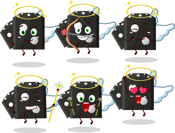 黑色骰子新卡通设计成可爱的天使图片下载