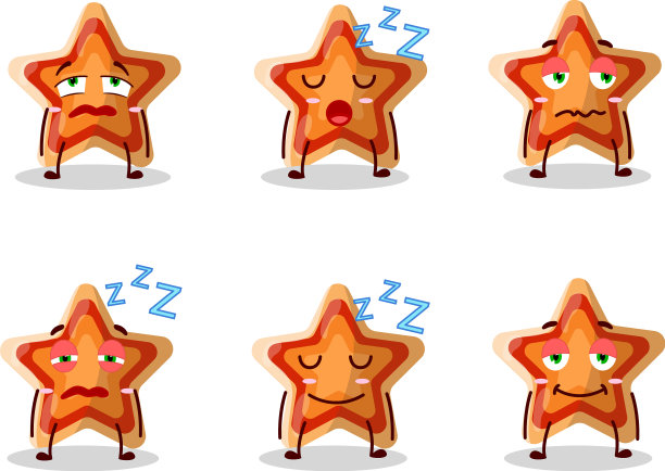 卡通人物的明星图标与瞌睡图片下载