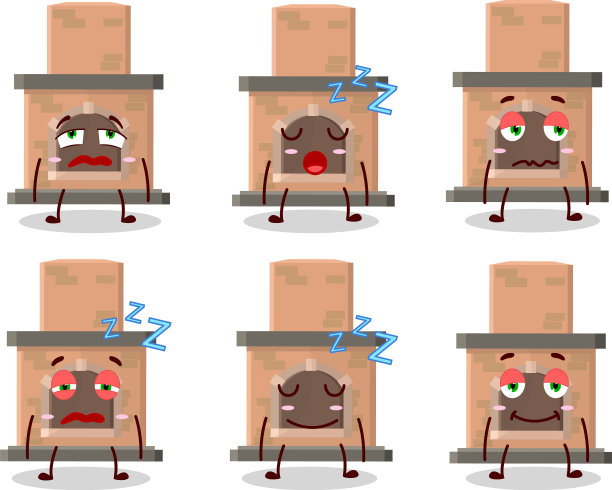 卡通人物的房子壁炉与瞌睡图片下载