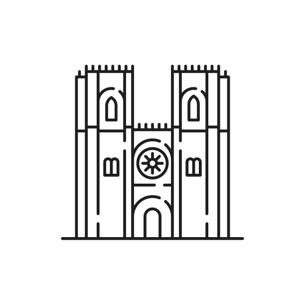 天主教大教堂孤立的线性教堂图片下载