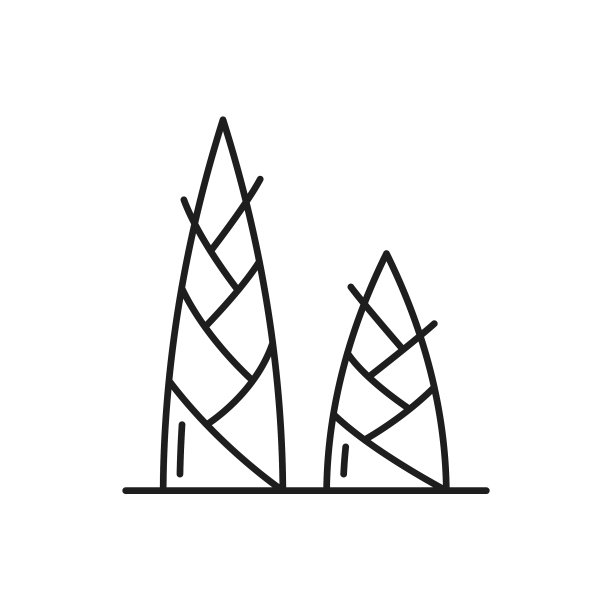 竹芽植物孤立细线图标图片下载