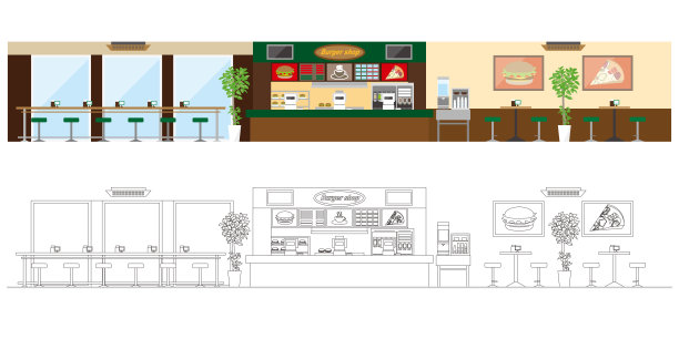餐厅的矢量插图。图片下载