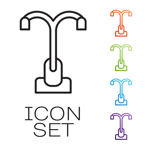 黑线路灯系统图标隔离上图片下载