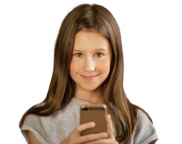 拿着电话的微笑女孩图片下载