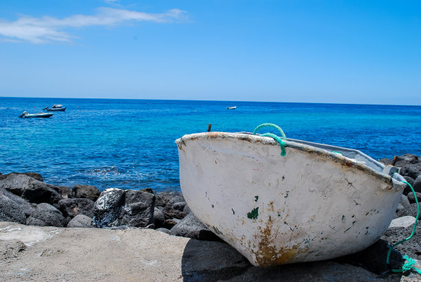 船在沙滩上，数码照片图片为背景图片下载