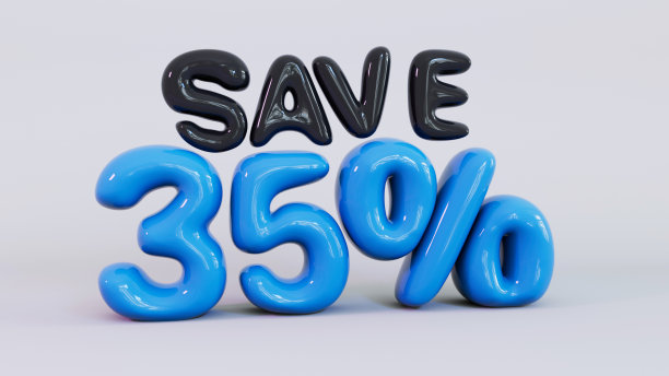 节省35%，折扣促销- 3D气球文本图片下载