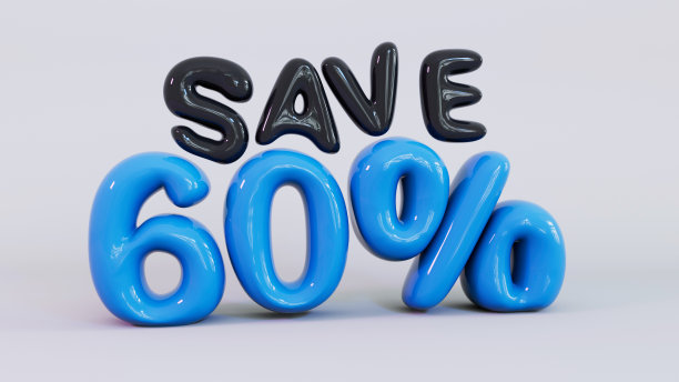 节省60%，折扣促销- 3D气球文本图片下载