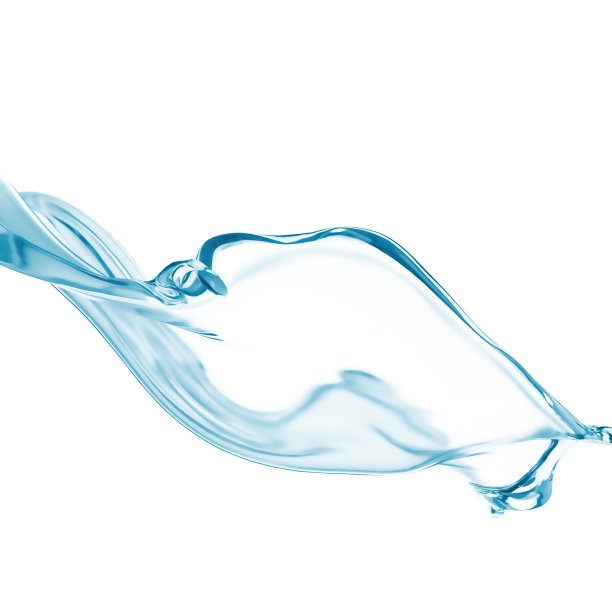 水的三维渲染，水飞溅在白色背景隔离图片下载
