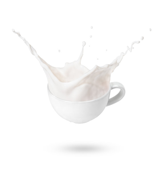牛奶或酸奶溅孤立的白色背景。图片下载