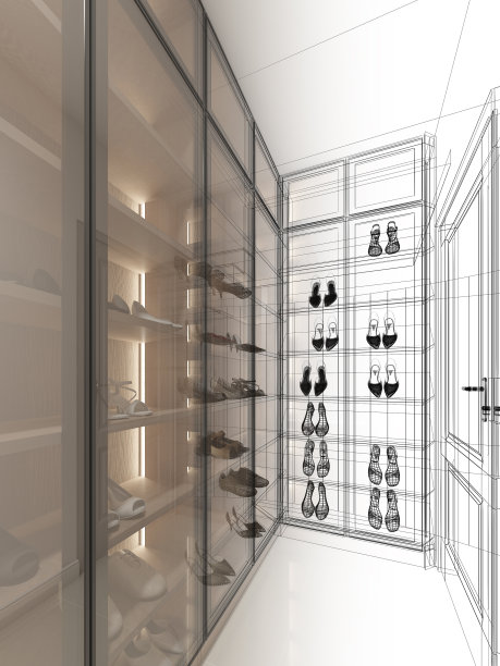 室内鞋室的3d渲染图片下载