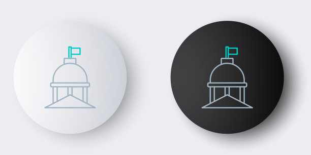 线白宫图标孤立在灰色背景图片下载