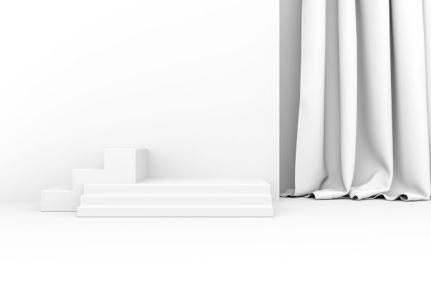 3D渲染白色几何背景。现代简约设计中的几何形状。极简的模型推广，化妆品背景，产品展示。图片下载