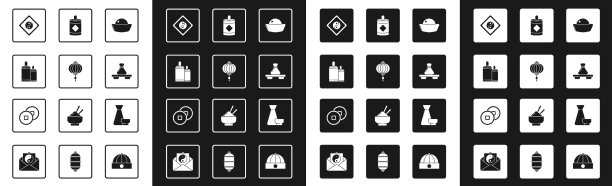 Set寿司Chinese paper lantern fireworks Yin图片下载