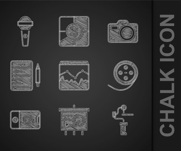 在黑板上设置音乐电波均衡器场景图片下载