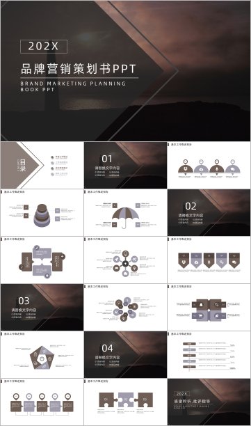 黑色简约品牌营销策划书PPT模板图片下载