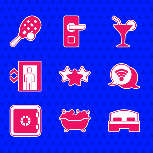 设置星级浴缸，酒店房间，床，wi-fi图片下载