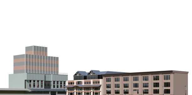 城市现代建筑孤立在白色背景3d插图图片下载