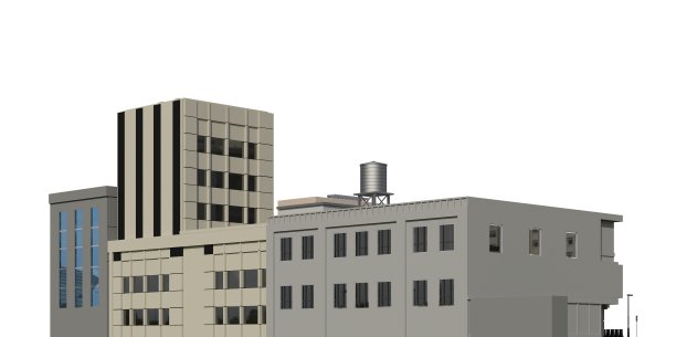 城市现代建筑孤立在白色背景3d插图图片下载