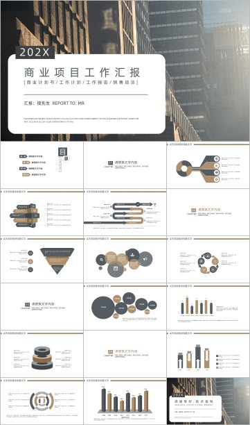 商业项目工作汇报计划书PPT模板图片下载