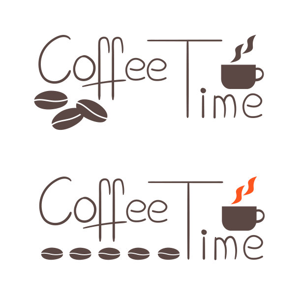 咖啡时间和休息时间。杯在棕色时尚的颜色与蒸汽形状的心脏的商业，咖啡馆，相同的设计，传单，贴纸，广告。图片下载