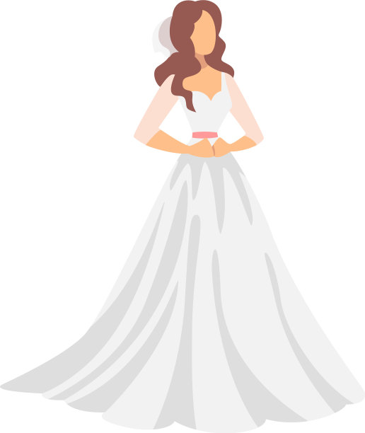 新娘穿着白色婚纱，戴着面纱站着图片下载