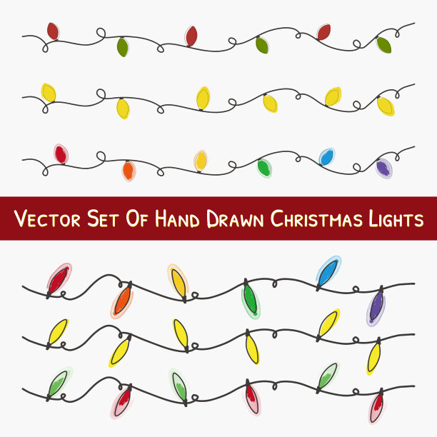 手绘圣诞灯的向量集图片下载