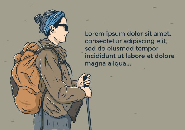 女登山运动员彩色插画设计图片下载