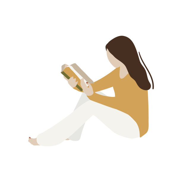 抽象女人坐着看书图片下载