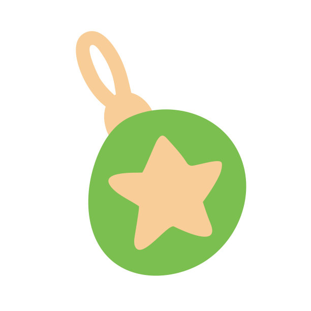 可爱的手绘卡通绿色圣诞树玩具与一颗星星。图片下载