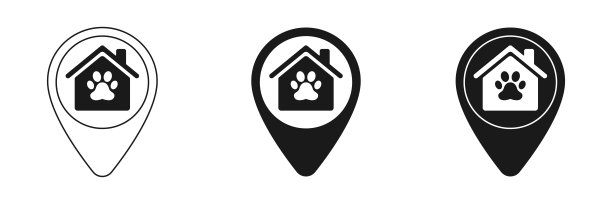 动物爪子图标设置。位置矢量图标。网站设计开发，应用程序开发。插图图片下载