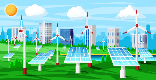 绿色能源。城市景观图片下载