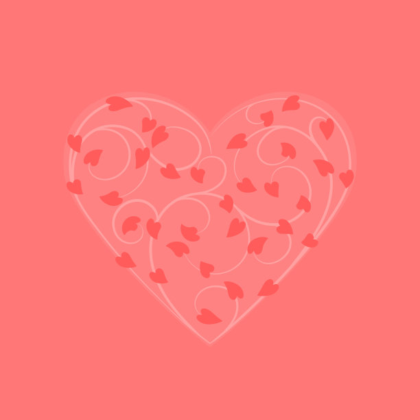 心脏形状，有树枝和小心脏如叶子。矢量插图。爱树的象征。设计元素为贺卡，请柬。情人节。粉红色的彩色图像图片下载